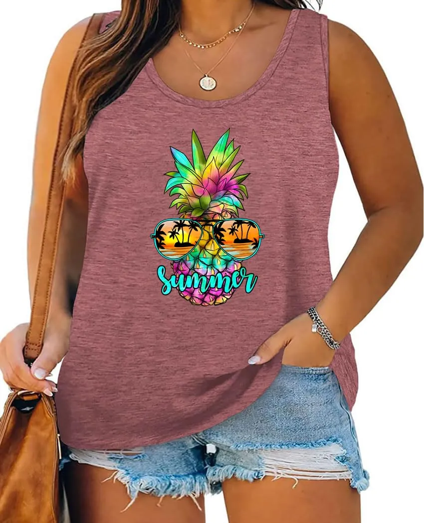 Pineapple Sunglasses Print Tank Top