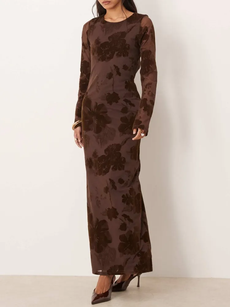 Backless Floral Slim Fit Dress