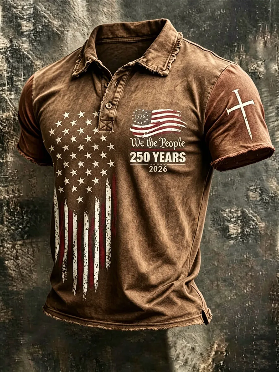 Men'S 250Th Anniversary Faith Printed Casual Polo Shirt