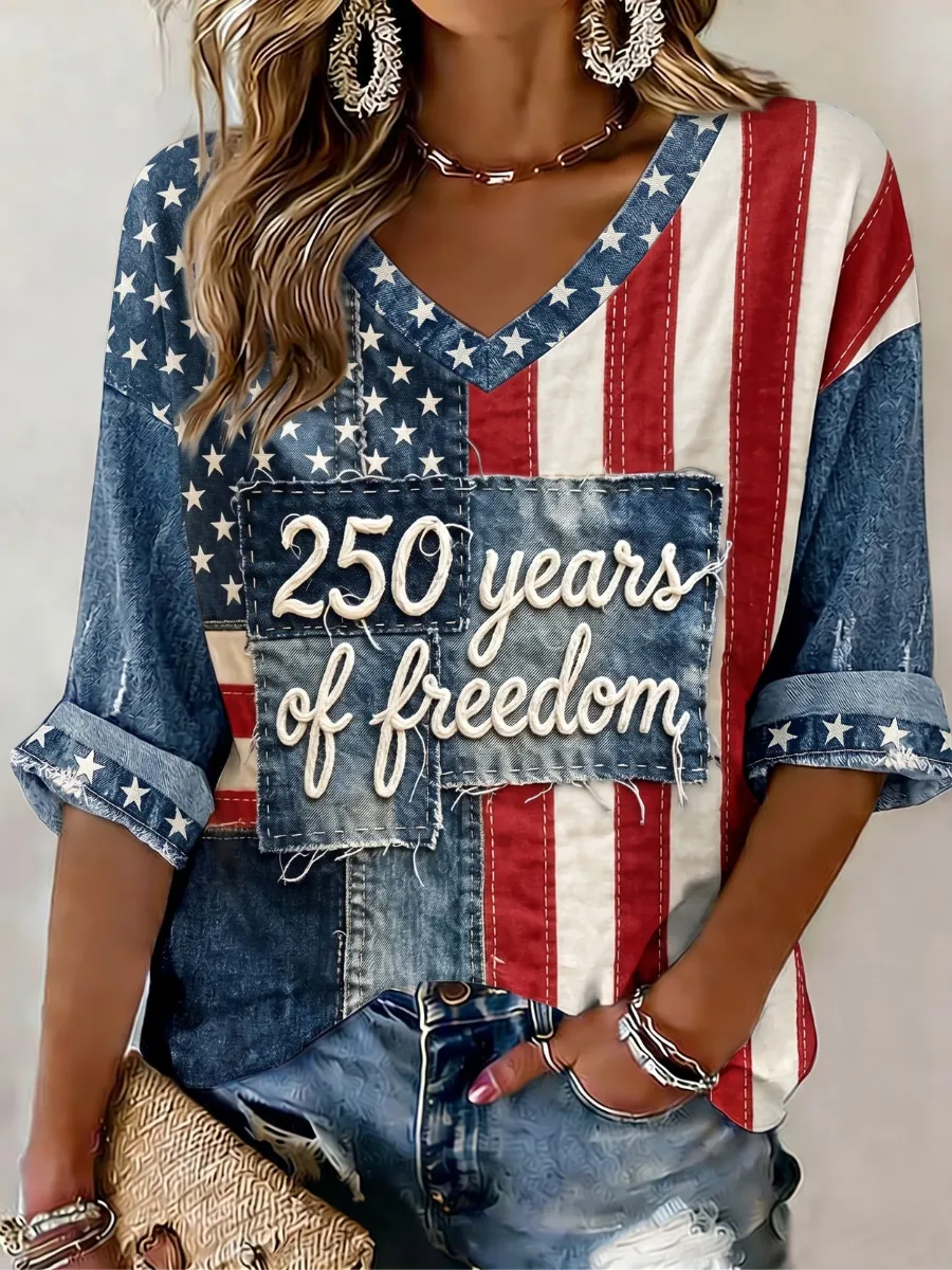 Women'S 250Th Anniversary Printed Casual Top