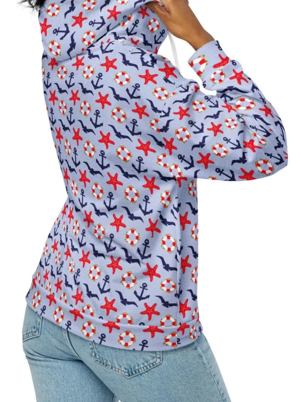Nautical Themed Zip Hoodie