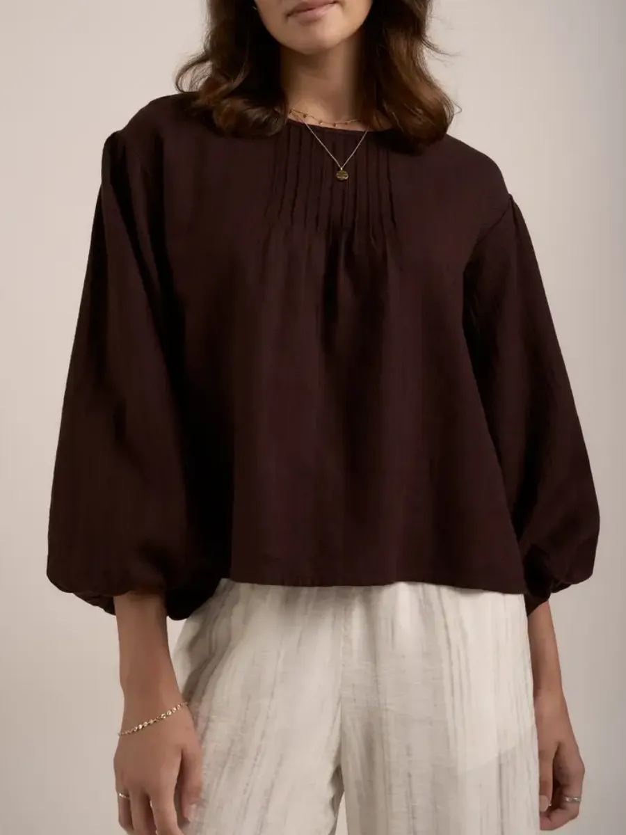 Pleated Linen Top