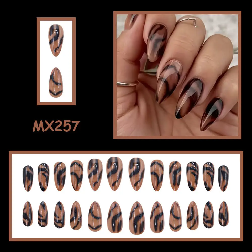 Nailhour 24Pcs Autumn Medium Almond Press On Nails