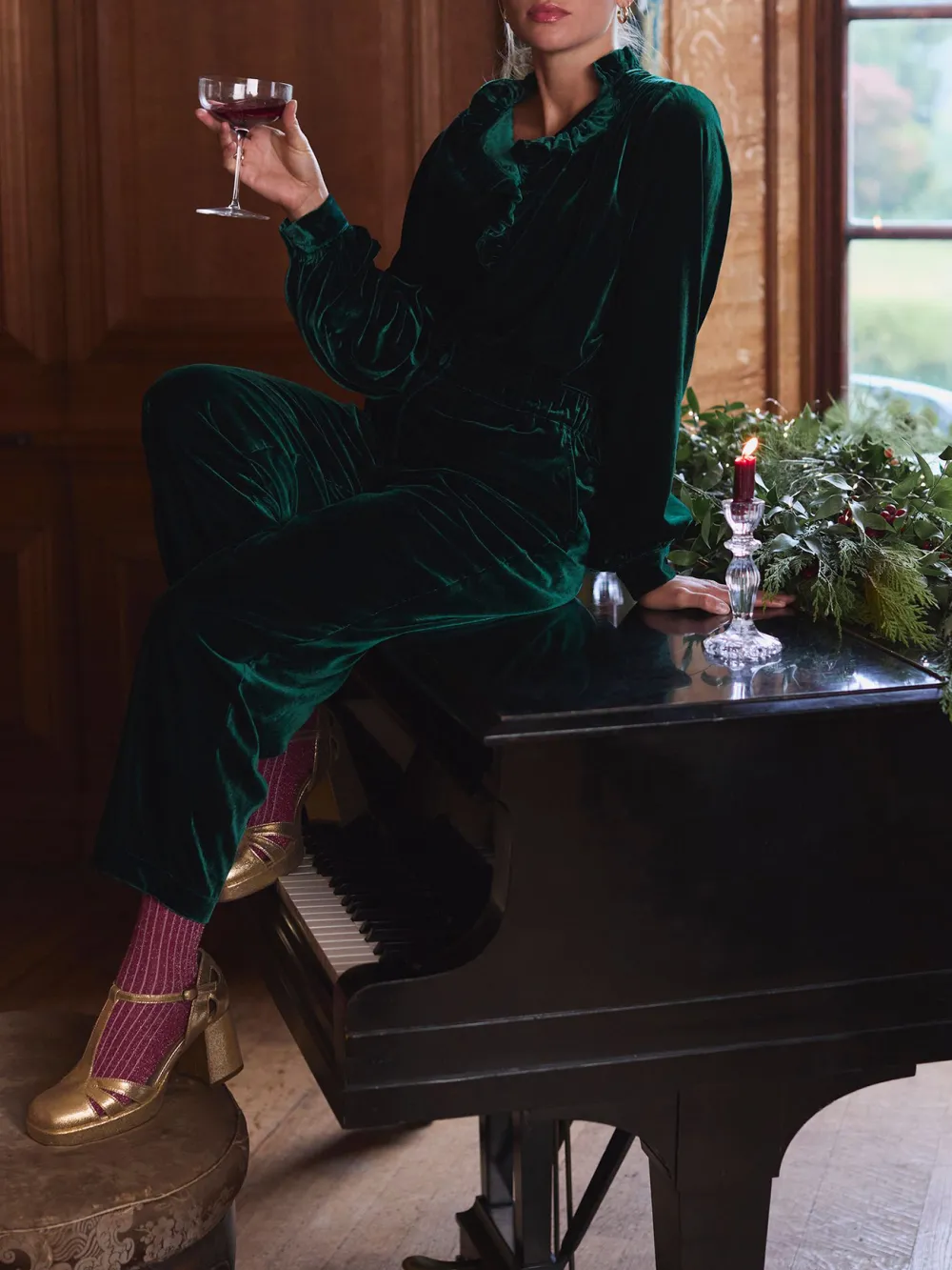 Green Velvet Blouse