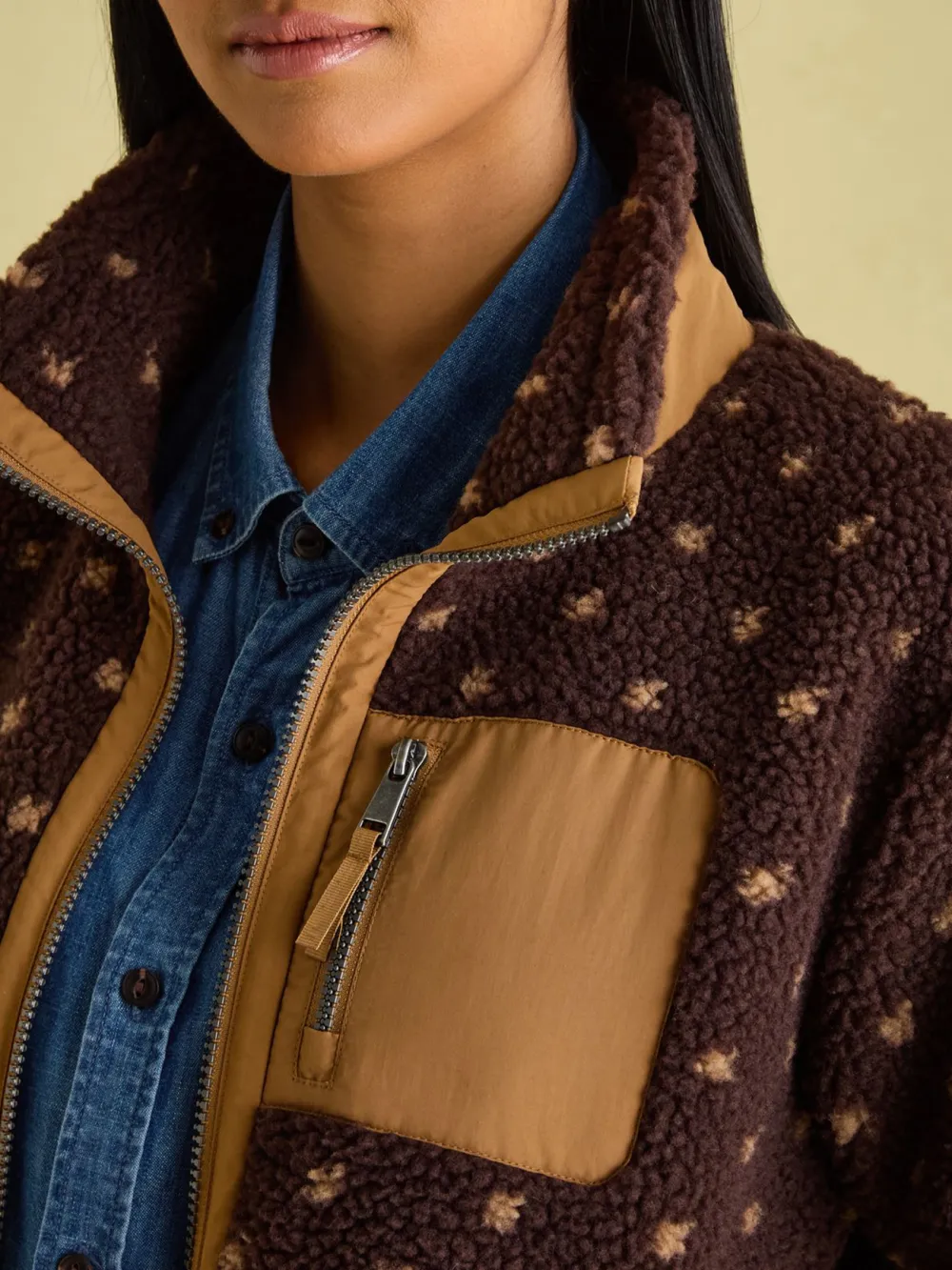 Chocolate Brown Spot Fleece Jacket