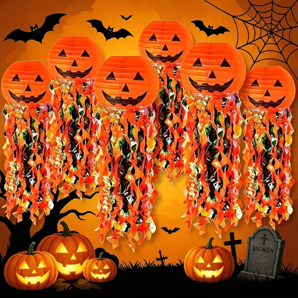 2pcs Halloween Rainbow Pumpkin Lantern Store Hanging Decorative Light（25 * 23CM）