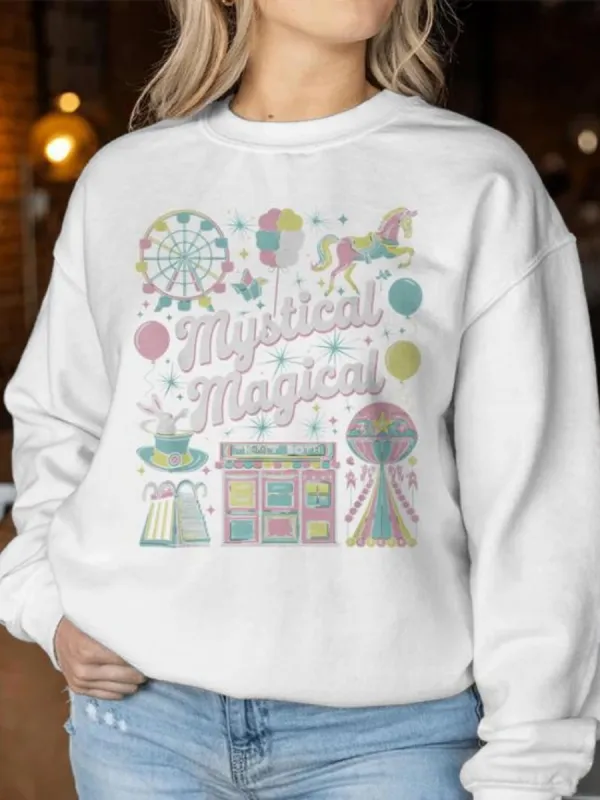 Pastel Amusement Park Print Sweatshirt