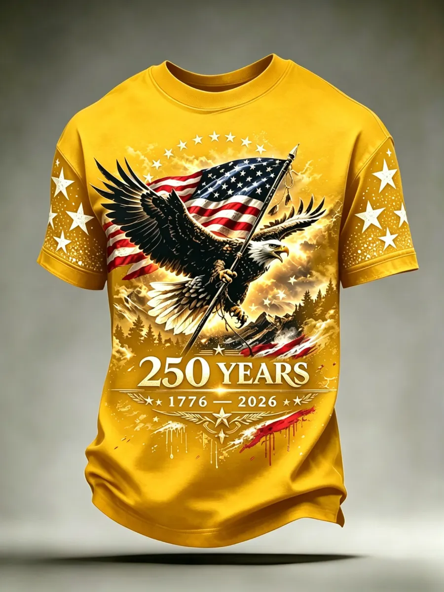 Men's 250th Anniversary Celebration Bald Eagle Printed T-shirt