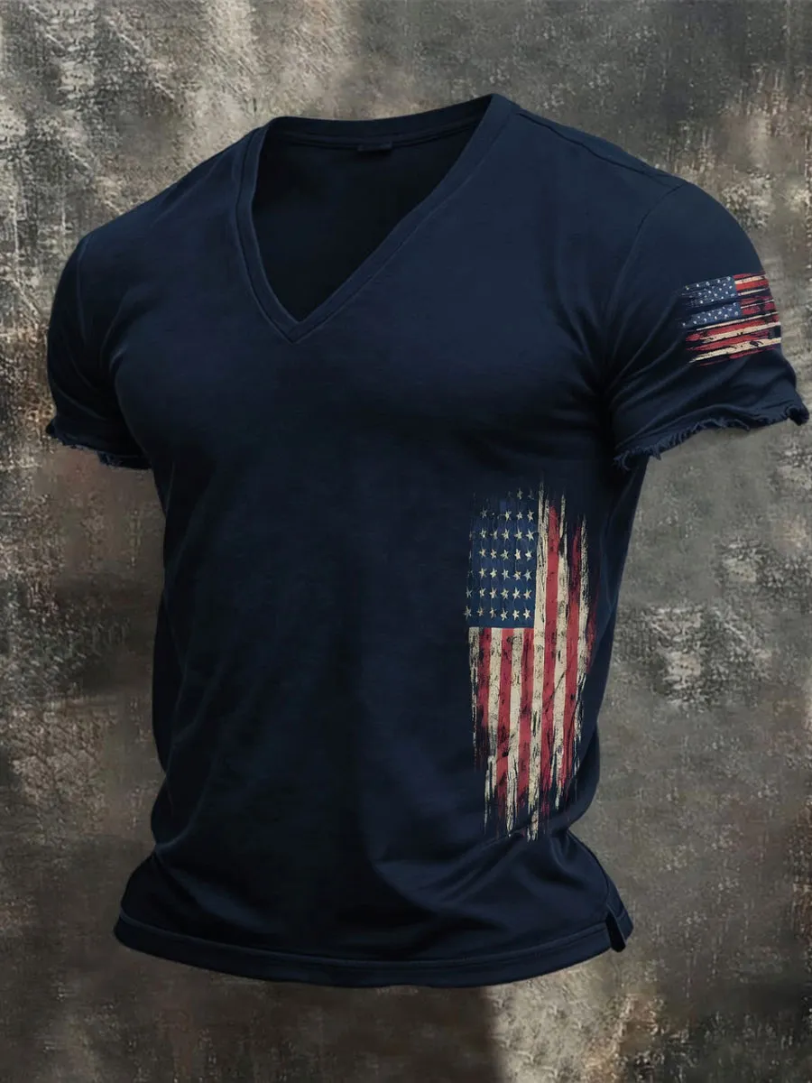 Men'S Retro Loose-Fitting Pure Cotton Comfortable Stretch Breathable T-Shirt