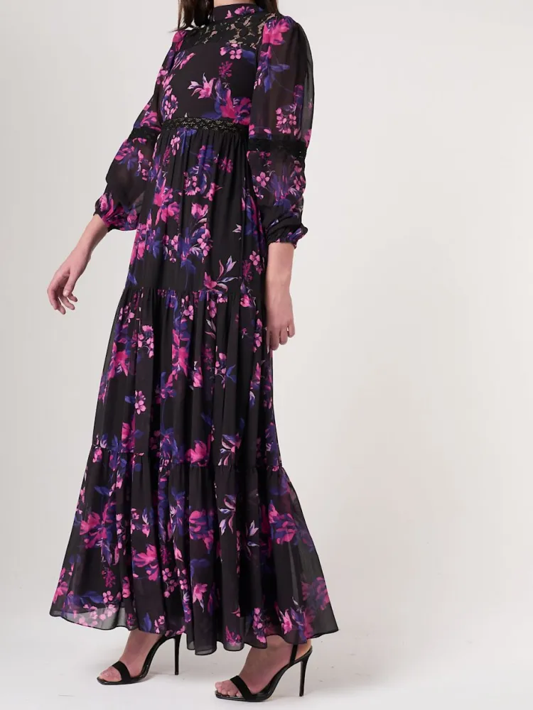 Floral Print Mock Neck Dress