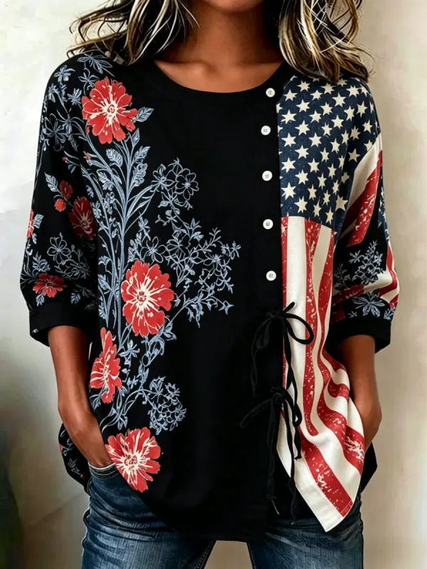 Women's 250th Anniversary Button and Lace Top