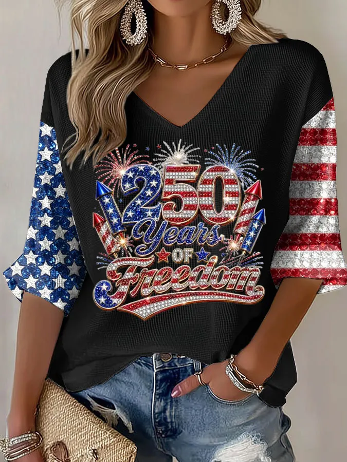 Women'S Leisure 250Th Anniversary Commemorative Waffle T-Shirt