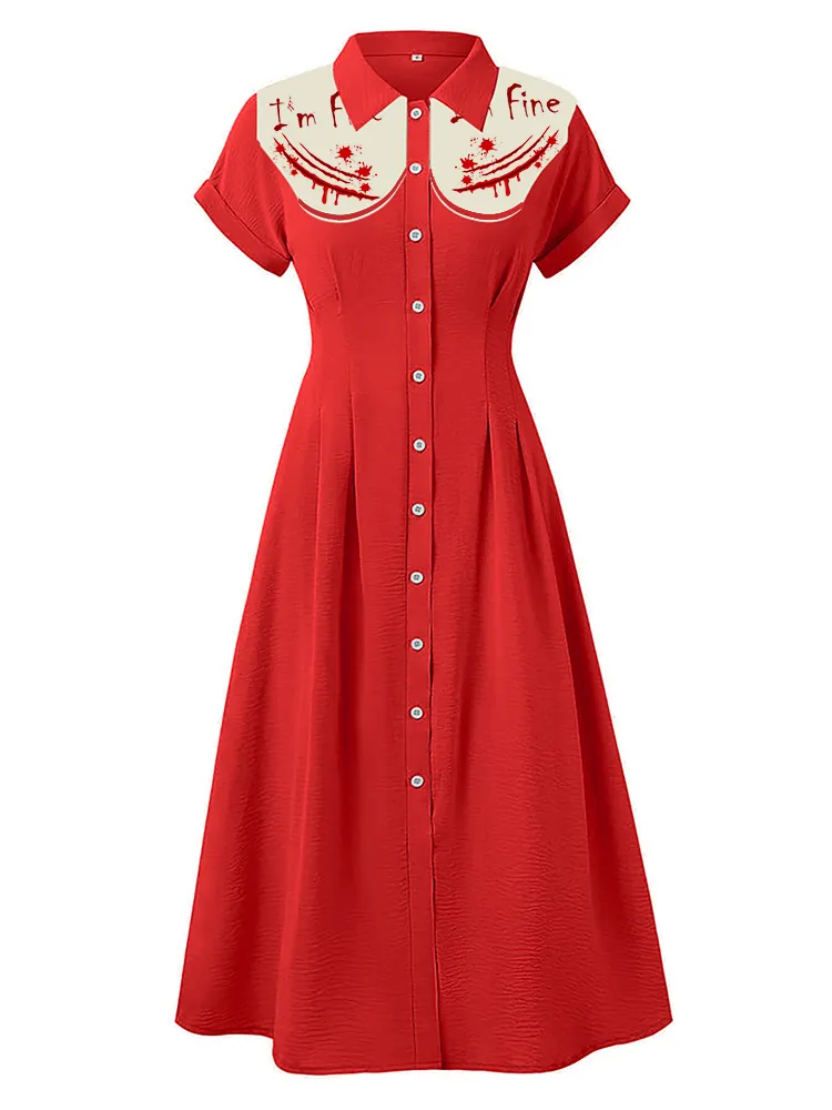 Red Casual Versatile Literary Dress