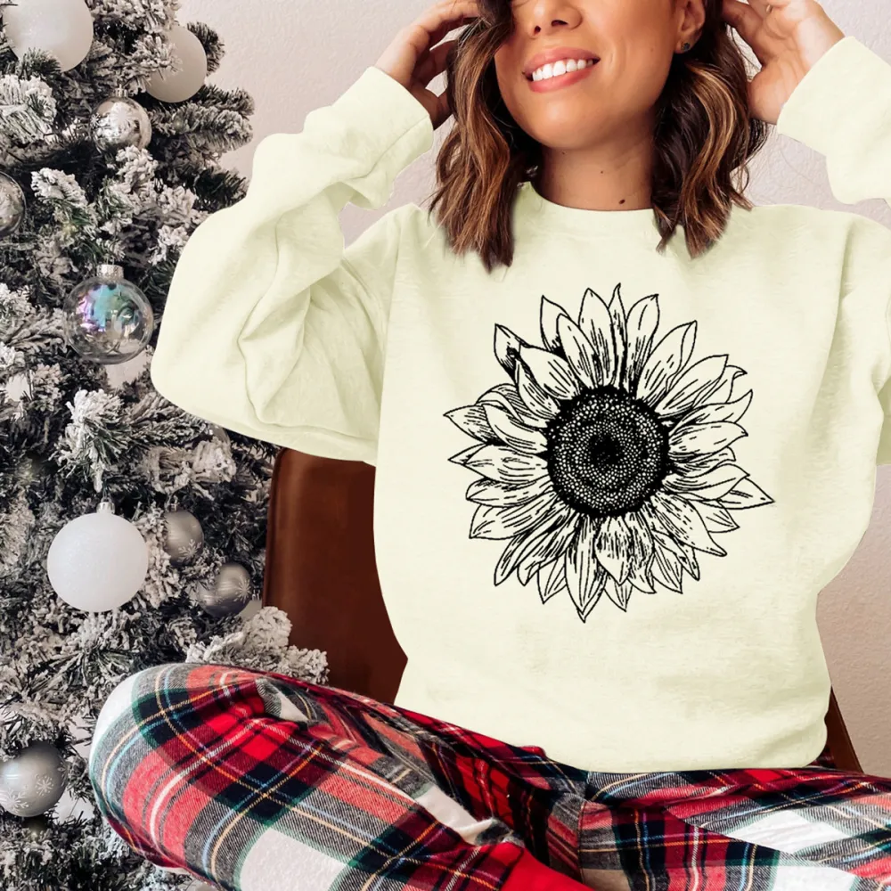 Sunflower Patterned Casual Sweatshirts