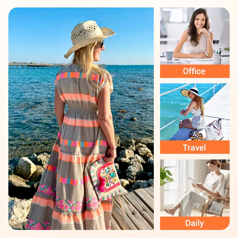 🔥Hot Sale 💕Women's Loose V-Neck Vintage Stripe Pattern Sleeveless Dress