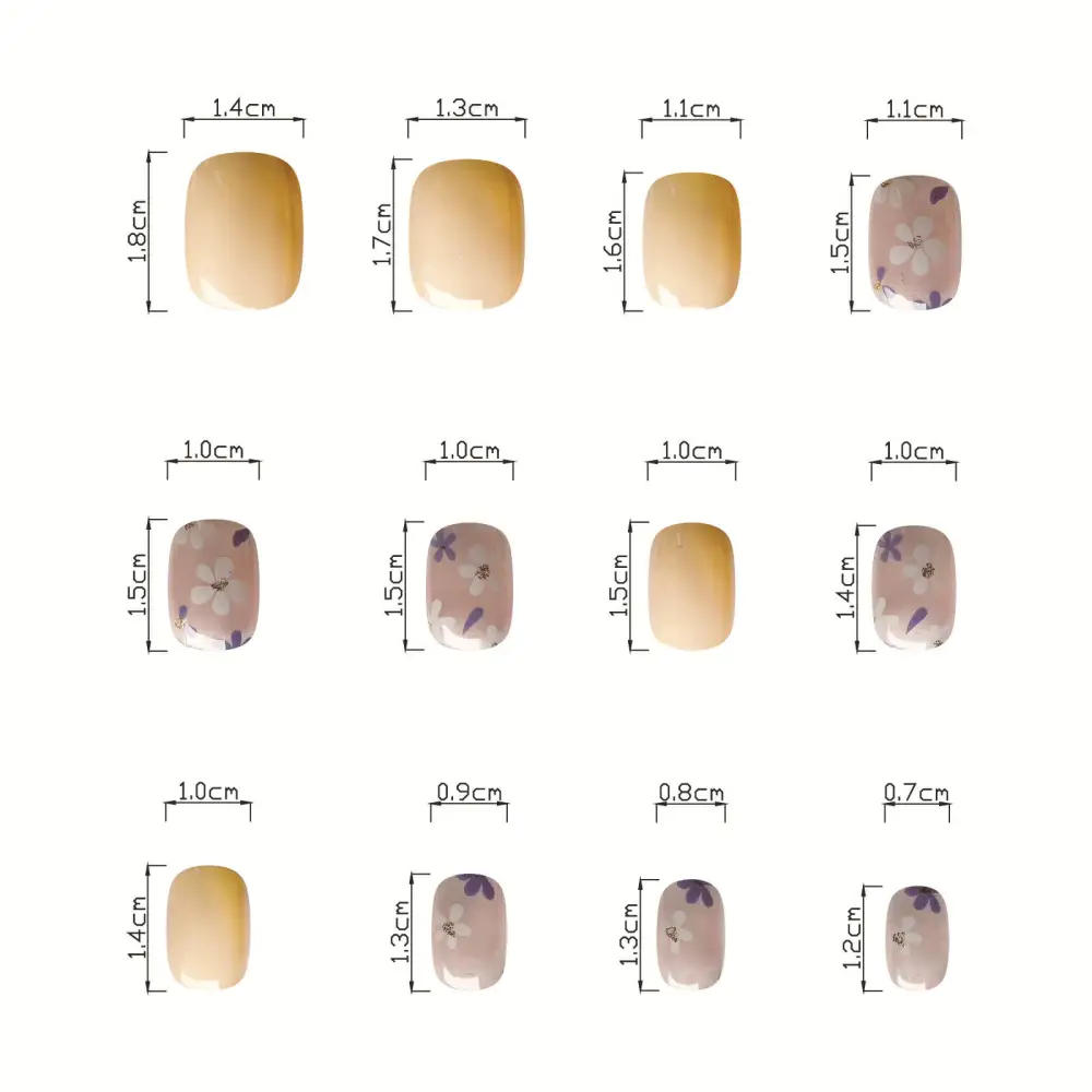 Nailhour 24Pcs Sheer Floral Short Oval Press On Nails