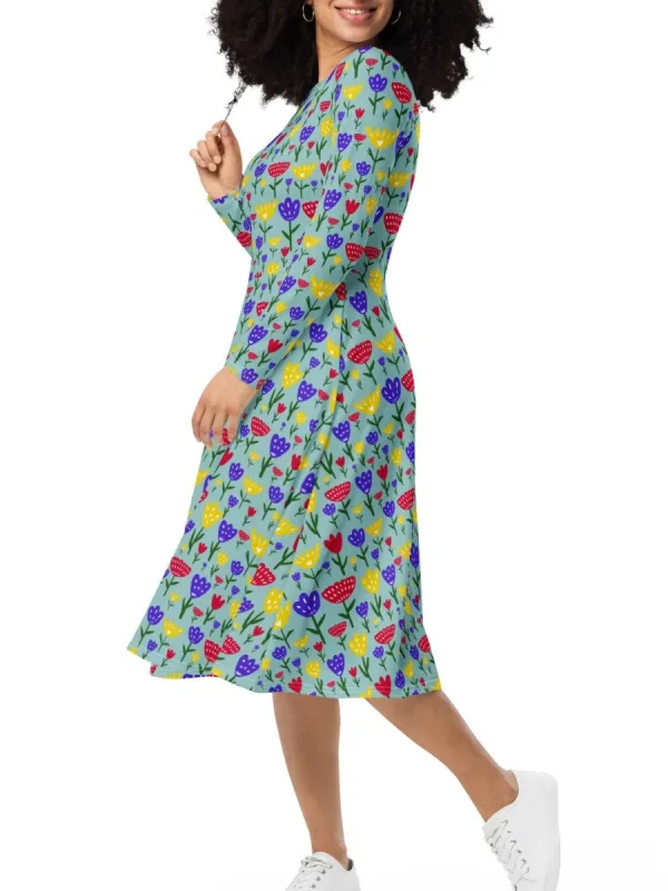 Bright Tulip Round Neck Dress