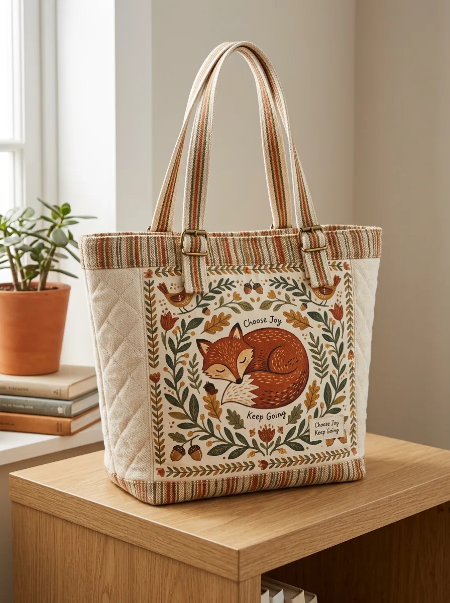 Woodland Fox Nature Lover Sleeping Fox Printed Tote Bag