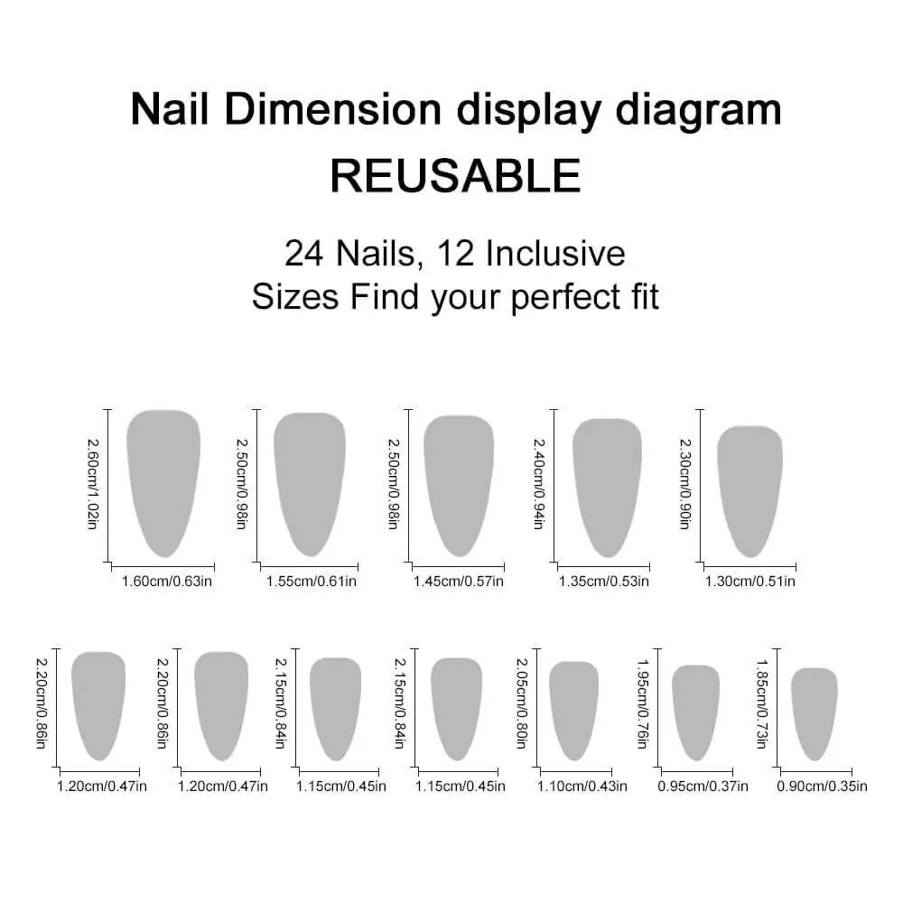 Nailhour 24Pcs Cat Eye 3D Resin Medium Almond Press On Nails