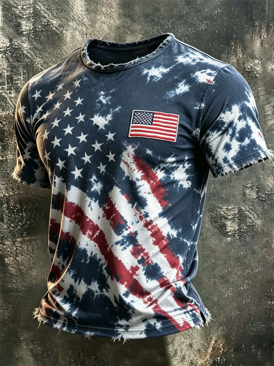 Men'S America Flag Printed Casual T-Shirt