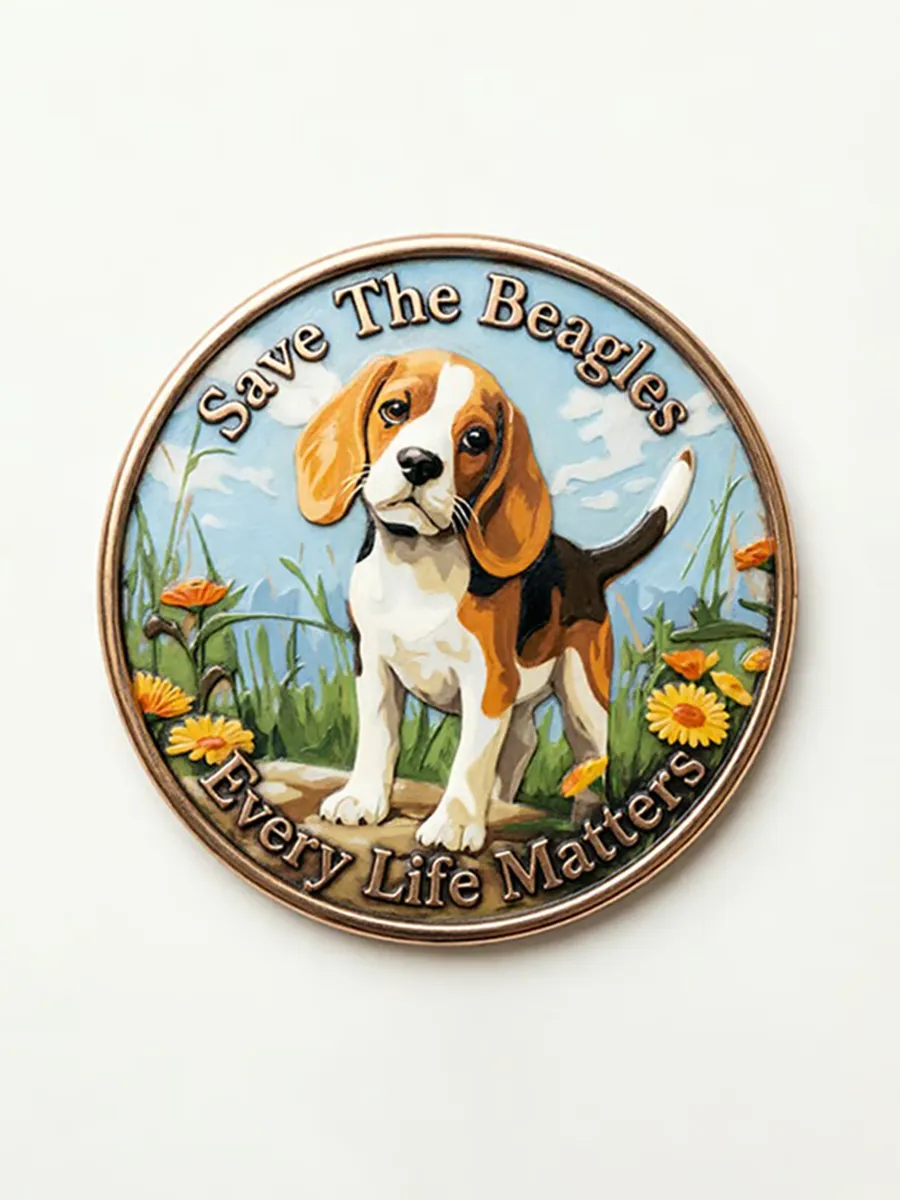 Unisex Save The Beagles Every Life Matters Printed Brooch