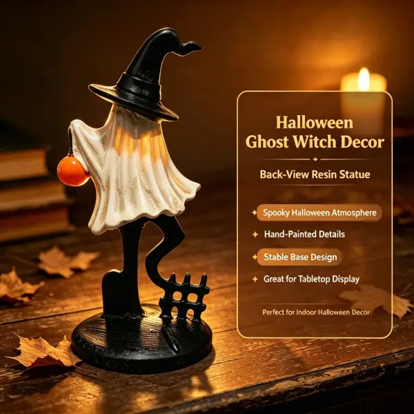 Halloween Chibi Witch Hat Ghost Ornament