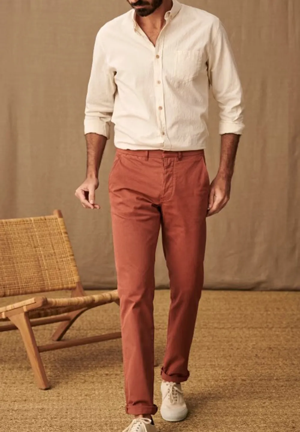 Cotton Linen  Shirt-Beige