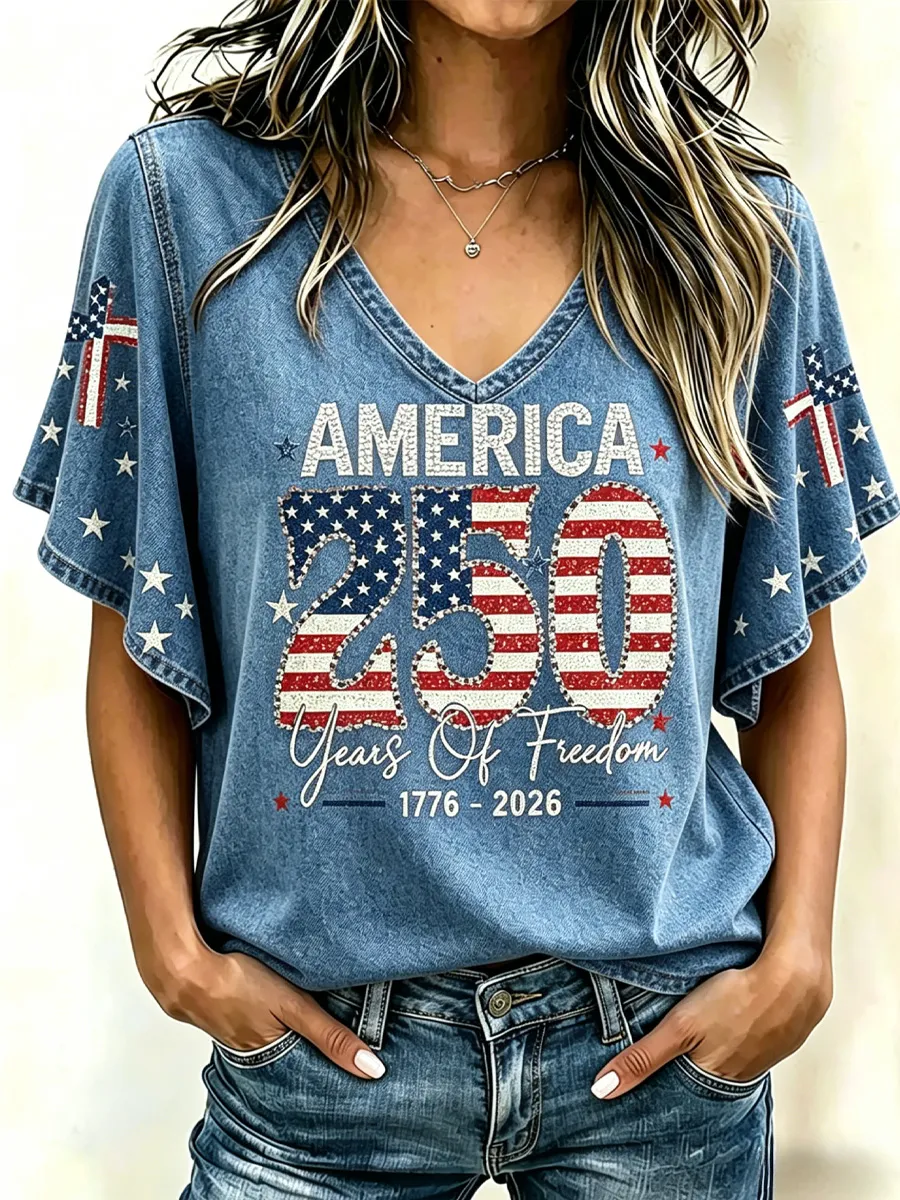 Women's USA 250th Anniversary Casual Printed Top