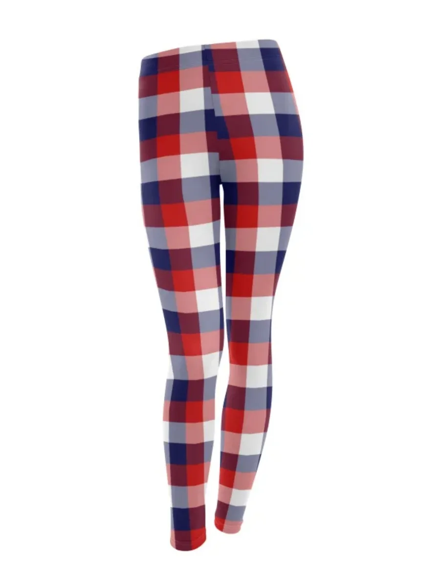 Contrast Color Plaid Leggings