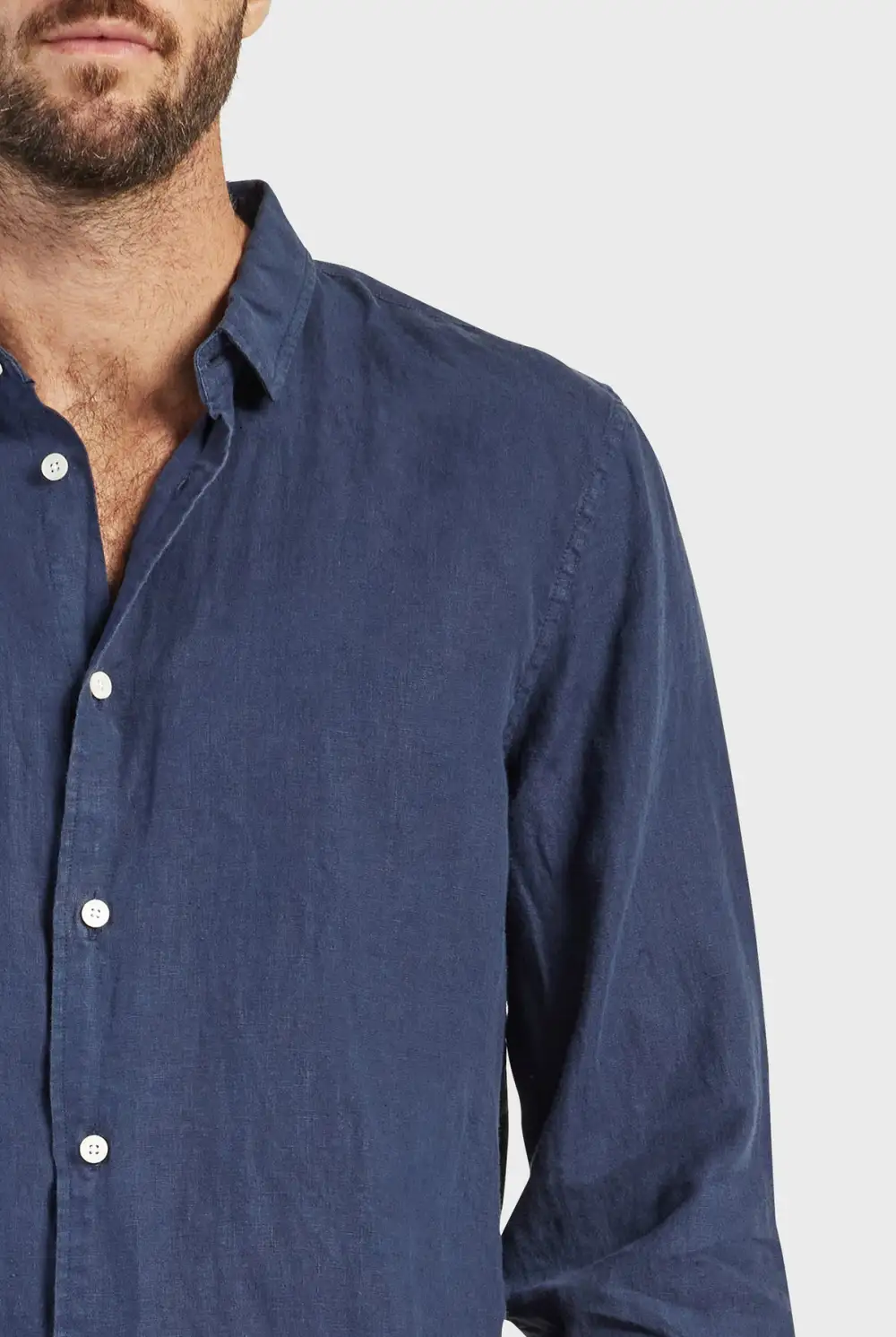 Plain Navy Linen Shirt