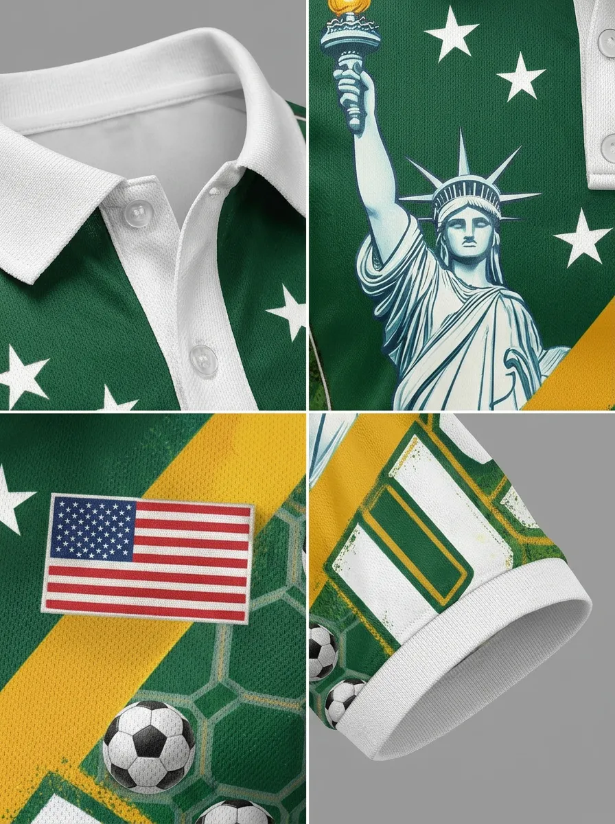 Men's USA Soccer Statue of Liberty Printed Polo Shirt
