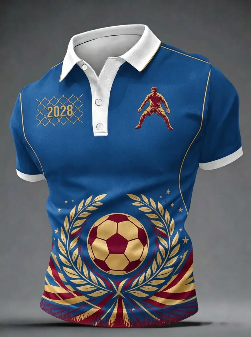 Men's Soccer Fan 2028 Goalkeeper Laurel Printed Polo Shirt