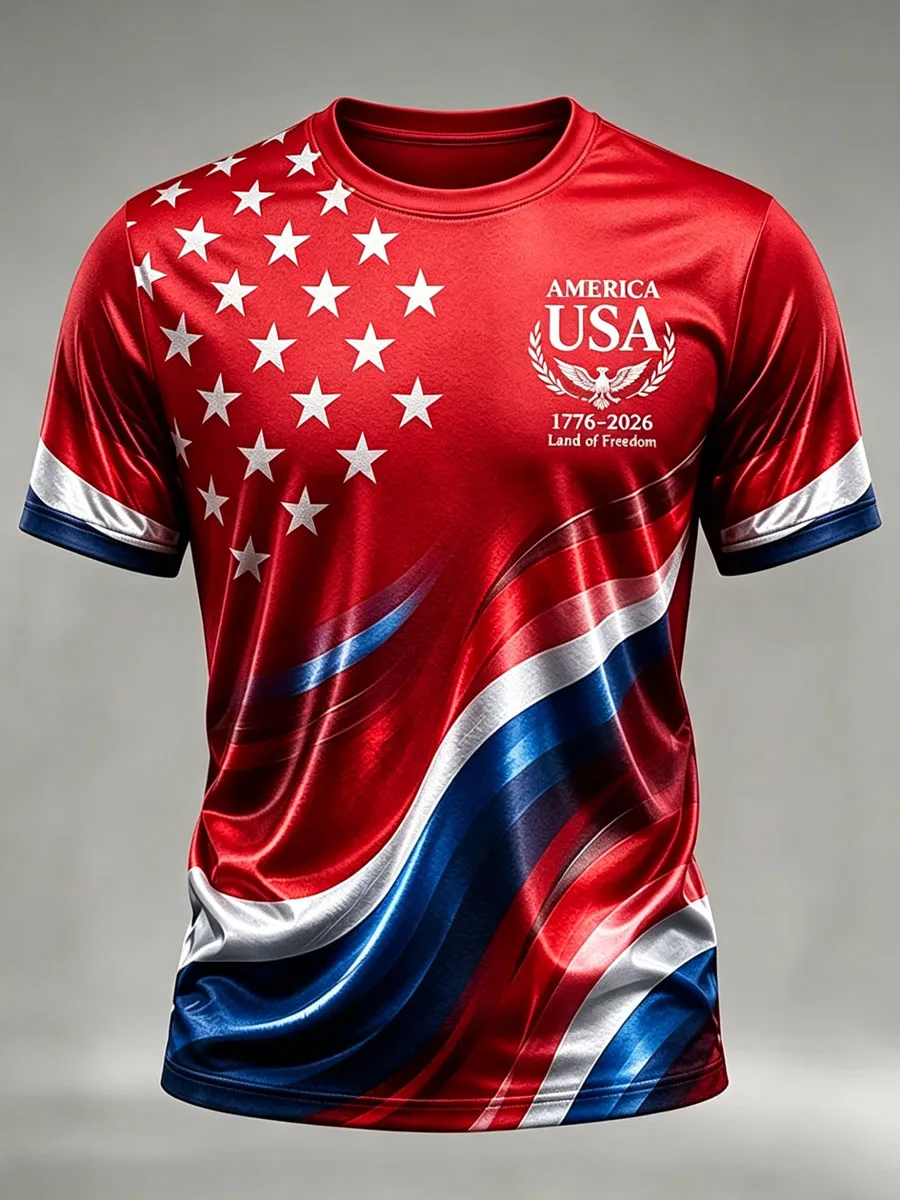 Men'S Retro 250Th Anniversary American Short-Sleeve T-Shirt