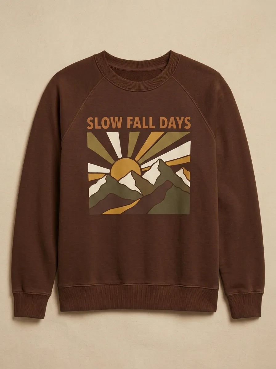 Slow Mountain Sun Printed Women's Graphic Sweatshirt
