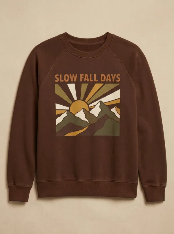 Slow Mountain Sun Printed Women's Graphic Sweatshirt