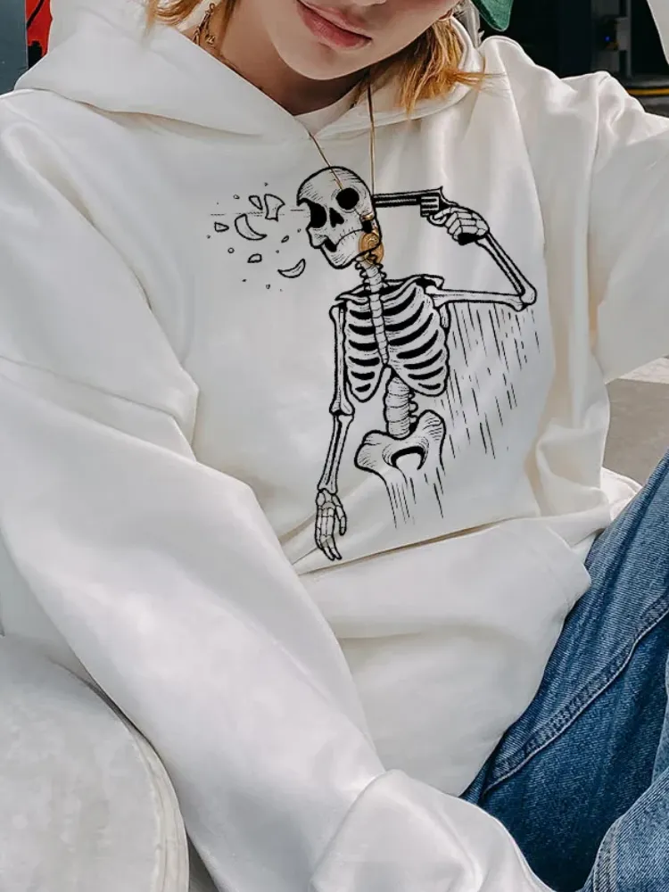 Pocketed Skeleton Graphic Hoodie