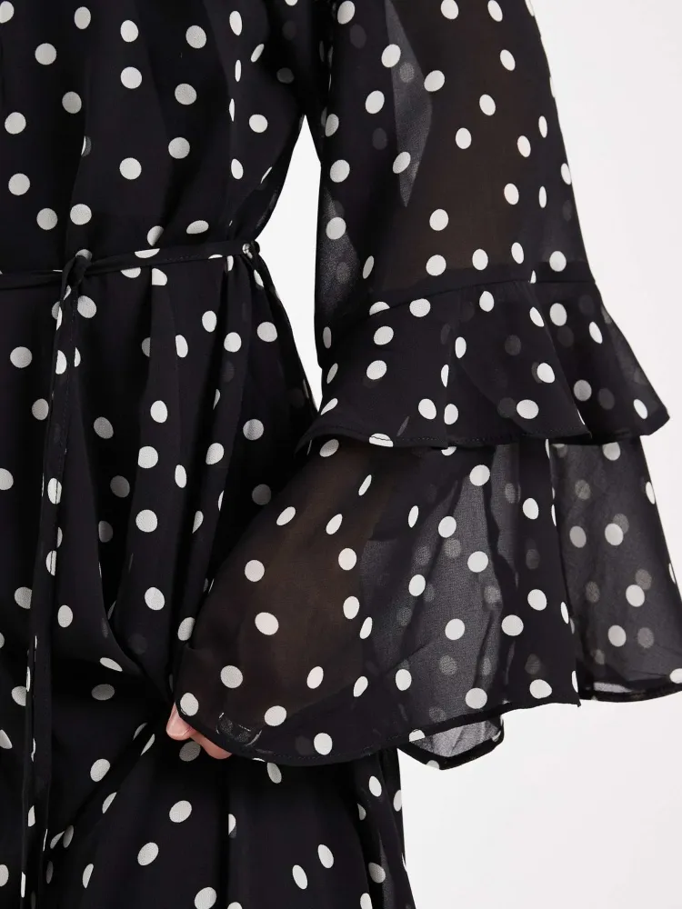 Ruffled Tie Front Maxi Dress