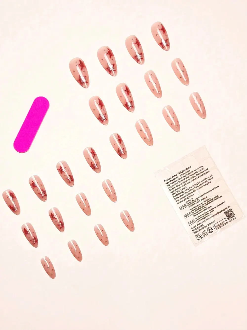 Nailhour 24Pcs Vintage Glitter Medium Almond Press On Nails