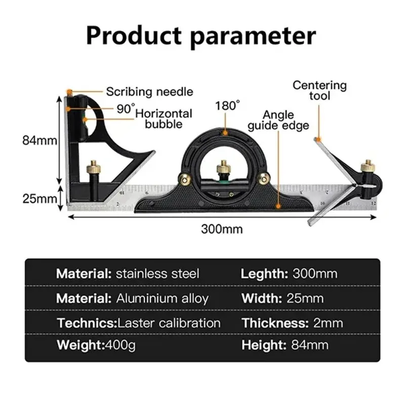 Stainless Steel Protractor and Ruler
