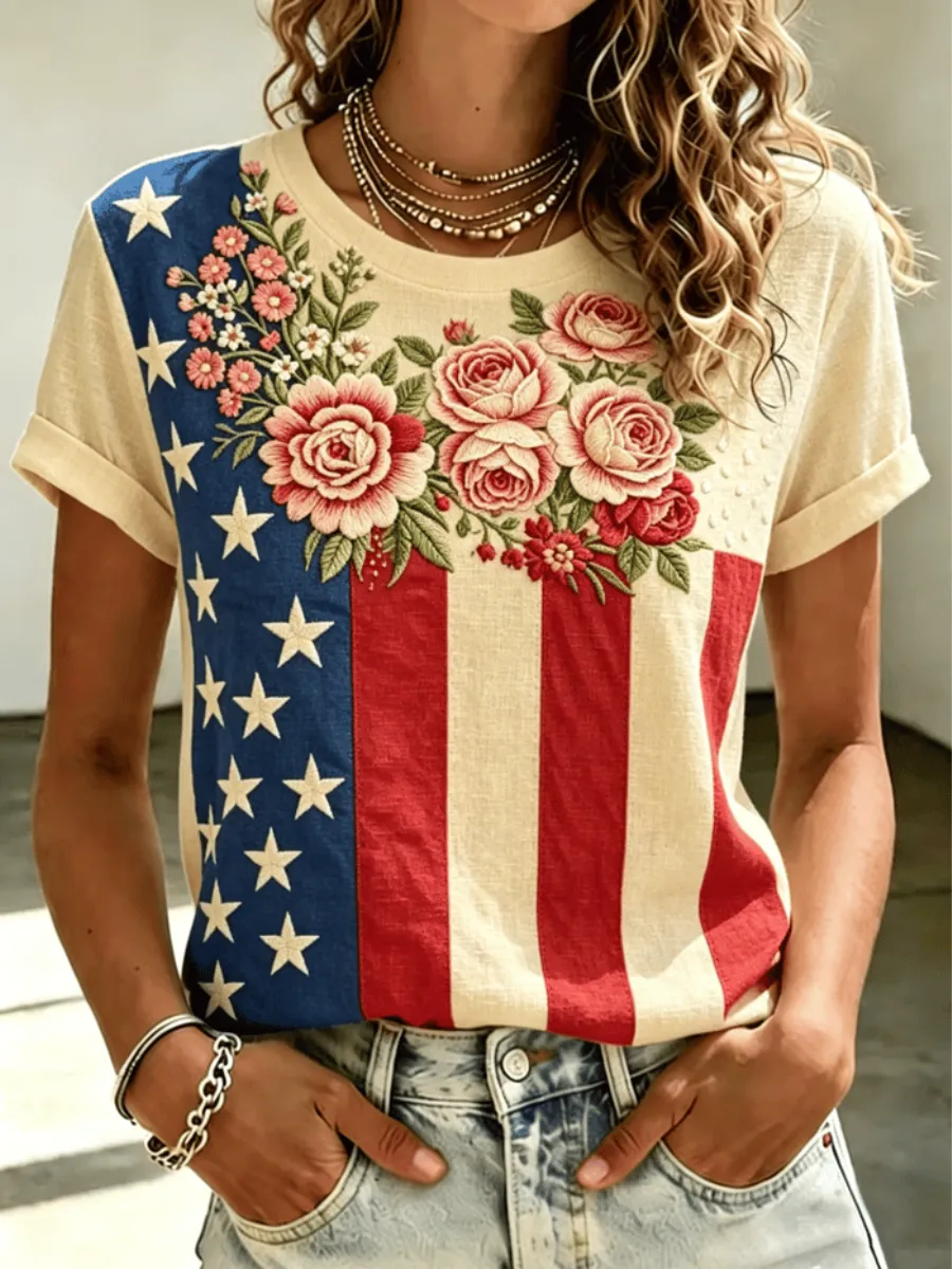 Women's Casual USA 250th Celebration Printed T-shirt