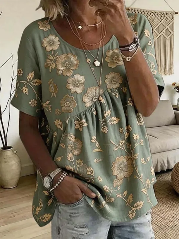 Women's Casual Retro Cotton Linen Shirt