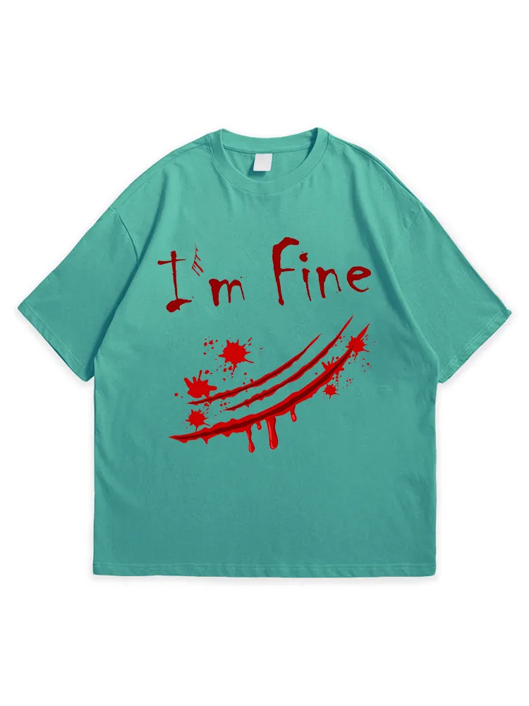 Men'S Halloween I'M FINE Comfortable Round Neck  T-Shirt