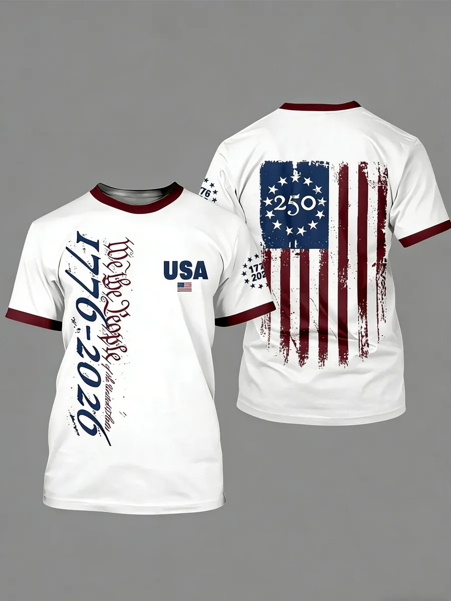 Men's America 250th Anniversary Art Print Casual T-Shirt