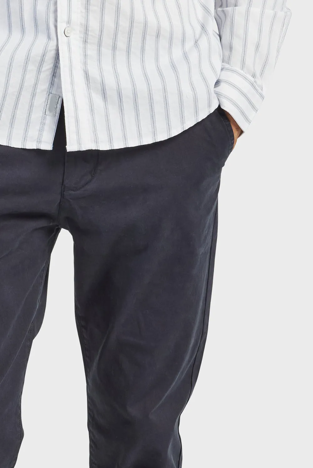 Cotton Blend Slim Leg Trousers