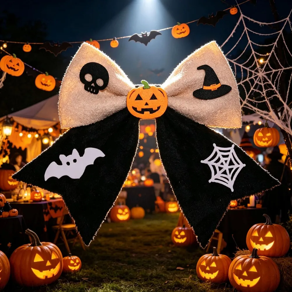 Halloween Window Decorations Bows And Party Scene Setup (30cm×35cm)
