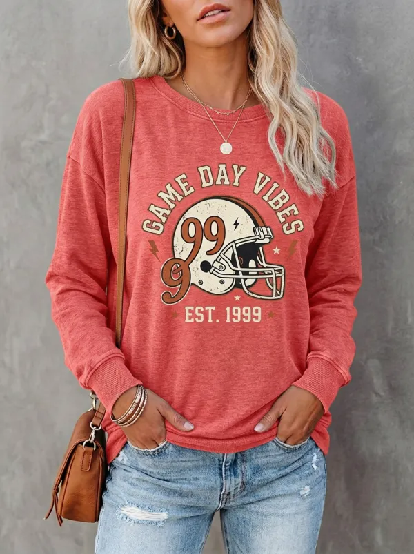 Weekend Game Day Vibes Helmet Football Graphic Sweatshirt