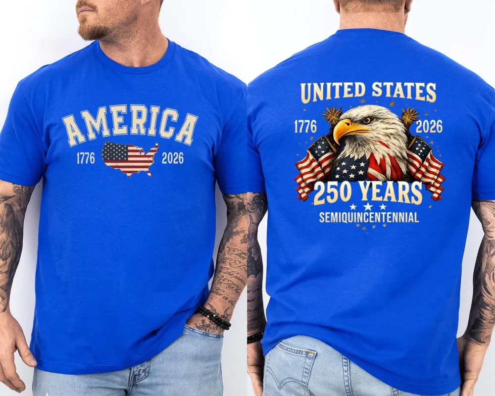 Men'S Casual American 1776-2026 Anniversary Printed Short Sleeved T-Shirt