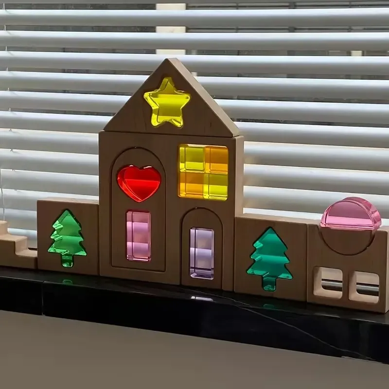 Colorful Cartoon Geometric Building Blocks