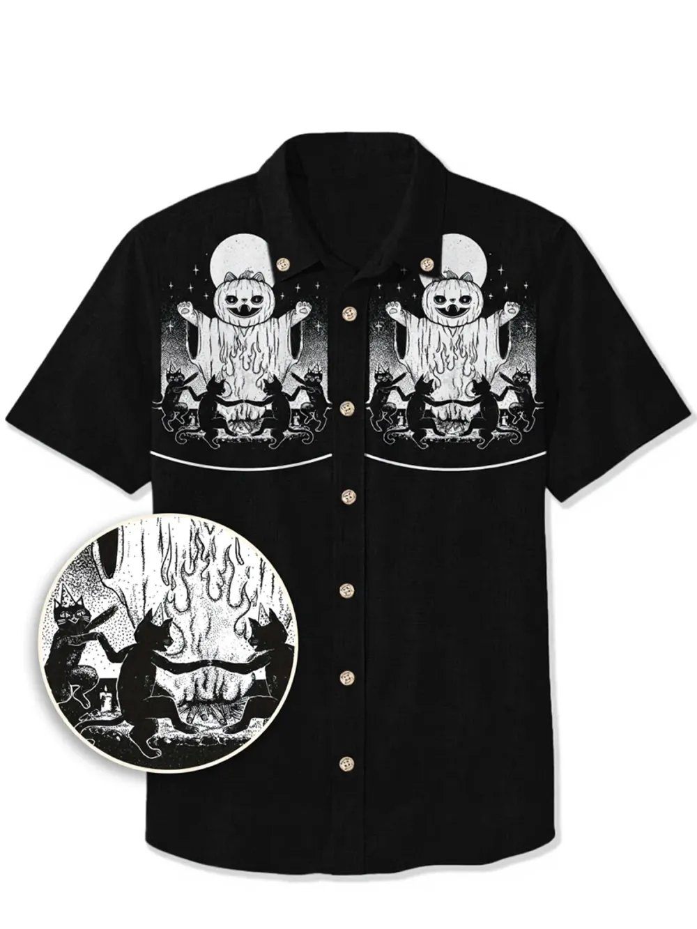 Meowgical Pumpkin Ghost And Cat - 100% Cotton Shirt