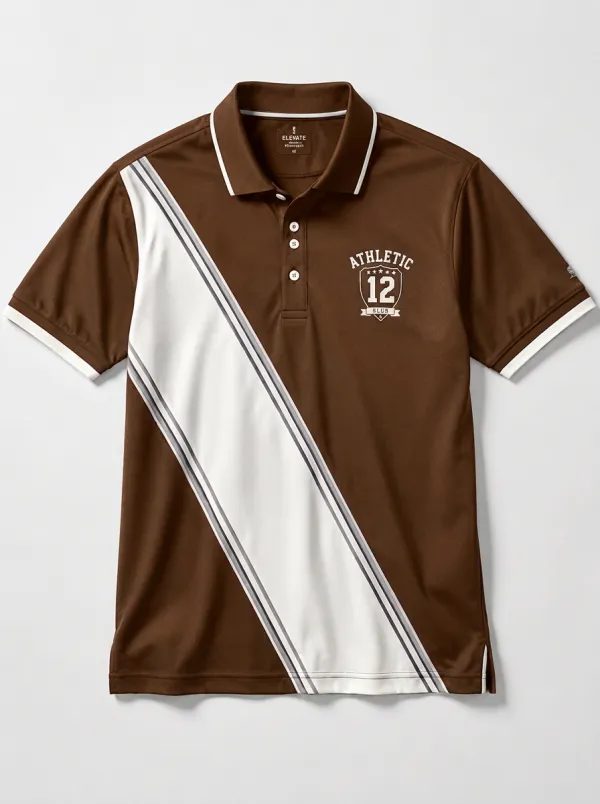 Men's Athletic Club 12 Diagonal Stripe Printed Polo Shirt